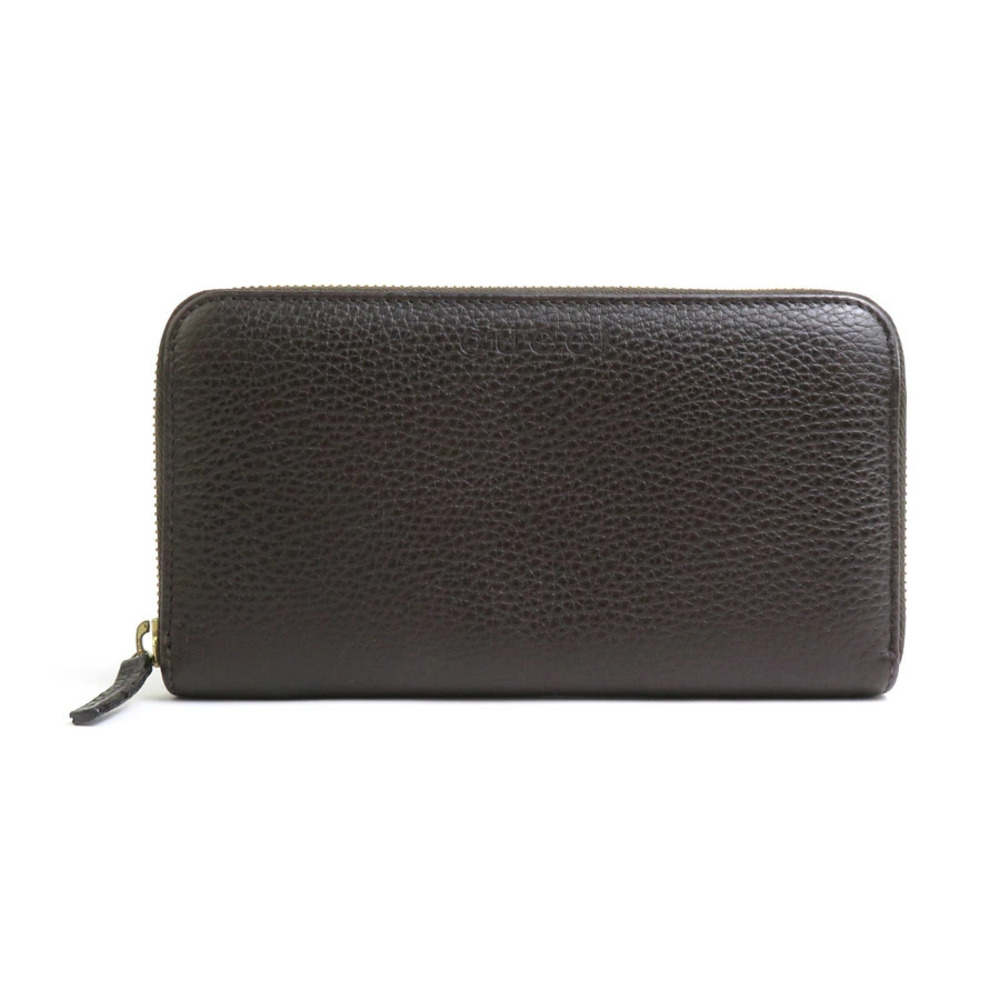 Gucci Round Zip Long Wallet Leather Brown Gold